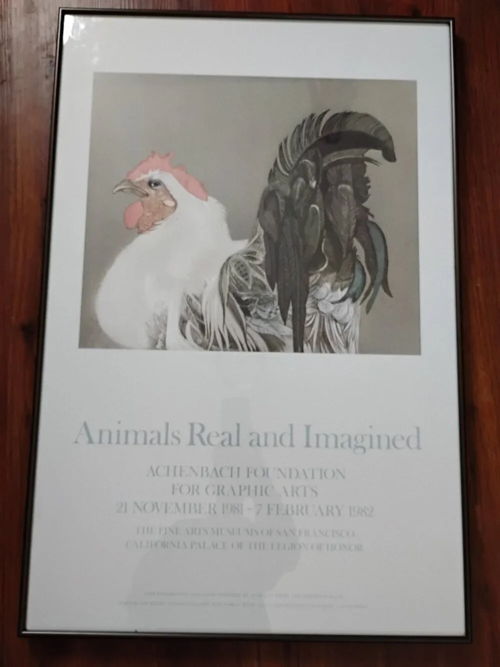 Vintage Animals Real And Imagined Beth Van Hoesen Rooster Print Litho Mounted